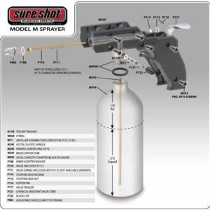 Sure Shot M2400 - Industrial Grade Silver Anodized Aluminum Sprayer with Adjustable Nozzle - Lightweight and Portable Compressed Air Sprayer for Water, Solvent, and Oil-Based Materials - Made in USA Since 1932