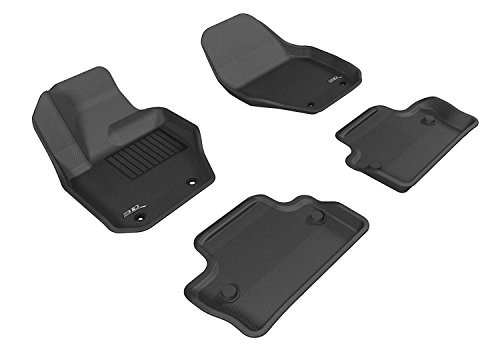 3D MAXpider - L1VV01601509 All-Weather Floor Mats for Volvo S60 2011-2018 / V60 2015-2018 Custom Fit Car Floor Liners, Kagu Series (1st & 2nd Row, Black)