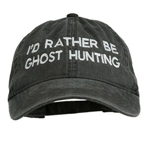 e4hats.com ghost hunting embroidered washed cap - black osfm