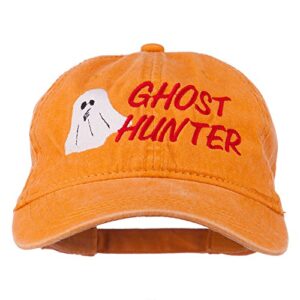 e4hats.com halloween ghost hunter embroidered washed dyed cap - orange osfm