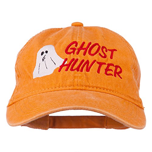 e4Hats.com Halloween Ghost Hunter Embroidered Washed Dyed Cap - Orange OSFM