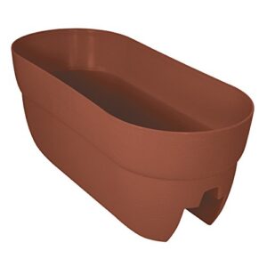 emsco group bloomers railing planter with drainage holes – 24" weatherproof resin planter – terracotta