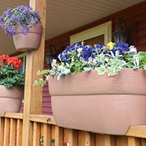 EMSCO Group Bloomers Railing Planter with Drainage Holes – 24" Weatherproof Resin Planter – Terracotta