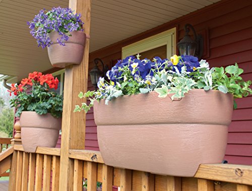 EMSCO Group Bloomers Railing Planter with Drainage Holes – 24" Weatherproof Resin Planter – Terracotta