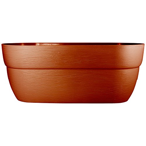 EMSCO Group Bloomers Railing Planter with Drainage Holes – 24" Weatherproof Resin Planter – Terracotta