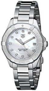 tag heuer women's way1313.ba0915 aquaracer diamond-accented stainless steel watch