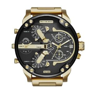 diesel men's 57mm mr. daddy 2.0 quartz stainless steel chronograph watch, color: black, gold (model: dz7333)