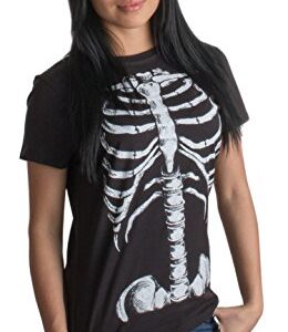 Skeleton Rib Cage | Jumbo Print Novelty Halloween Costume Ladies' T-Shirt-Ladies,M Black