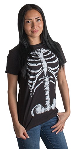 Skeleton Rib Cage | Jumbo Print Novelty Halloween Costume Ladies' T-Shirt-Ladies,M Black