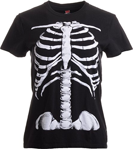 Skeleton Rib Cage | Jumbo Print Novelty Halloween Costume Ladies' T-Shirt-Ladies,M Black