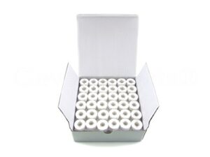 144 pack - cleverdelights white prewound bobbins - 60wt - size l bobbins - sa155 replacement - 3/8" x 13/16" - for brother and other embroidery machines – brother pc series, pe series, ps series