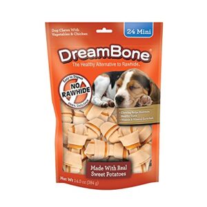 dreambone sweet potato dog chew (24 piece/pack), mini