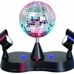 Lightahead LED Peak Due Rotating Mirror Disco Ball with 2 Adjustable LED Light Projector Lamps