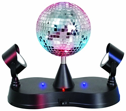 Lightahead LED Peak Due Rotating Mirror Disco Ball with 2 Adjustable LED Light Projector Lamps