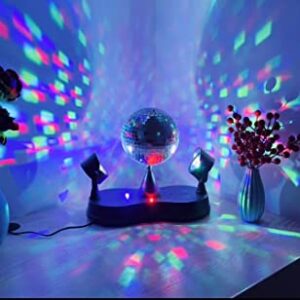 Lightahead LED Peak Due Rotating Mirror Disco Ball with 2 Adjustable LED Light Projector Lamps