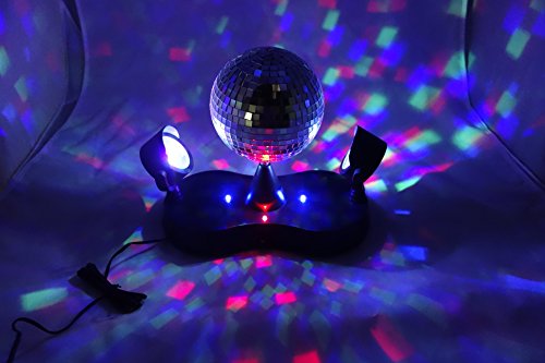 Lightahead LED Peak Due Rotating Mirror Disco Ball with 2 Adjustable LED Light Projector Lamps