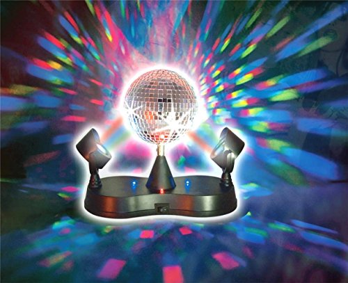 Lightahead LED Peak Due Rotating Mirror Disco Ball with 2 Adjustable LED Light Projector Lamps