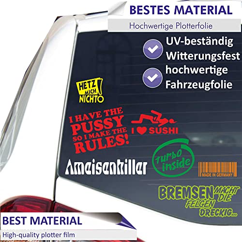 INDIGOS UG Car Sticker - Bumper- JDM - Die Cut - Auto - OEM - Heavy Domo - 120X110 mm White - Rear Window - Sticker - Tuning