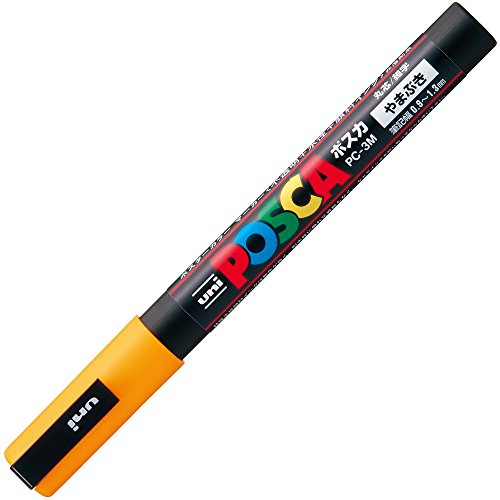 Mitsubishi Pencil Posca PC3M.3 Water-Based Pen, Fine Point, Round Tip, Yellow Color, 10 Pens