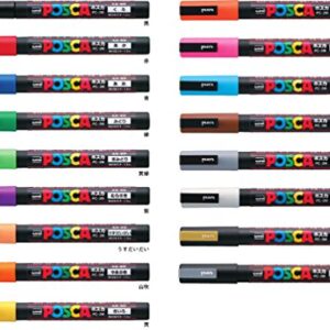 Mitsubishi Pencil Posca PC3M.3 Water-Based Pen, Fine Point, Round Tip, Yellow Color, 10 Pens