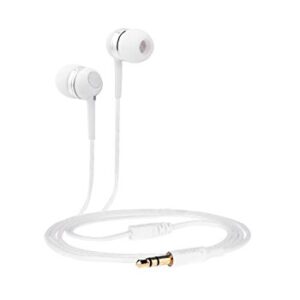 Betron RK300 in Ear Headphones Earphones Wired with Noise Isolating Earbuds Tangle Free Cord Lightweight Carry Case Soft Ear Buds 3.5mm Plug (White)