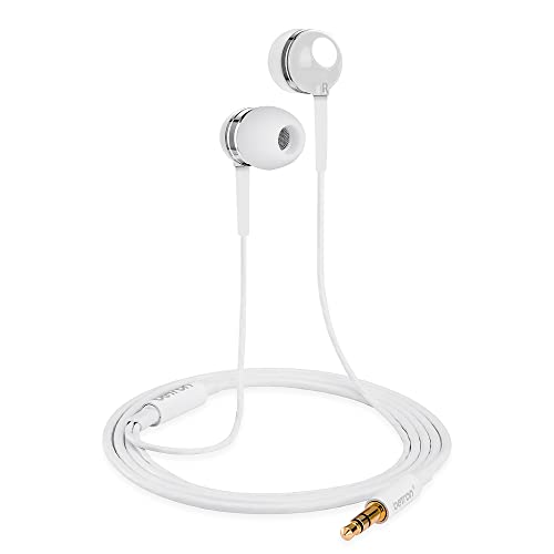 Betron RK300 in Ear Headphones Earphones Wired with Noise Isolating Earbuds Tangle Free Cord Lightweight Carry Case Soft Ear Buds 3.5mm Plug (White)