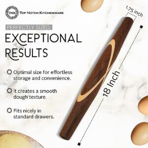 Top Notch Kitchenware Black Walnut French Style Rolling Pin | Tapered Solid Wood Design | Premium Quality for Effortless Baking and Dough Rolling | L18 x W1.75 x H1.75 inches Rolling Pin