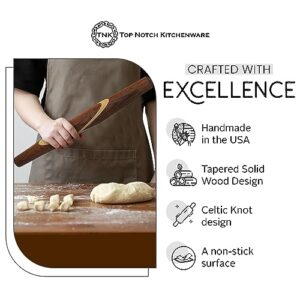 Top Notch Kitchenware Black Walnut French Style Rolling Pin | Tapered Solid Wood Design | Premium Quality for Effortless Baking and Dough Rolling | L18 x W1.75 x H1.75 inches Rolling Pin