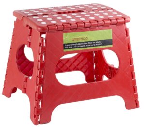 greenco super strong foldable step stool for adults and kids - 11" in height, holds up to 300 lb!!!(red)