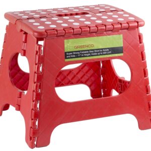 Greenco Super Strong Foldable Step Stool for Adults and Kids - 11" in Height, Holds up to 300 Lb!!!(red)