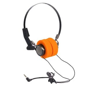 invent lord style lightweight earphones hi-fi stereo earphone headset orange ear pad steel mesh 3.5mm jack classic