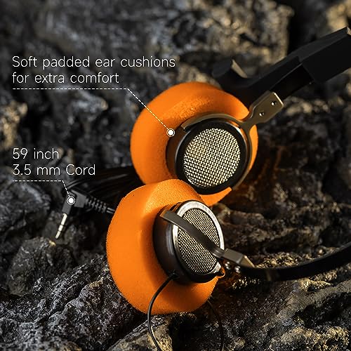 Invent Lord Style Lightweight Earphones Hi-Fi Stereo Earphone Headset Orange ear pad Steel Mesh 3.5mm Jack Classic