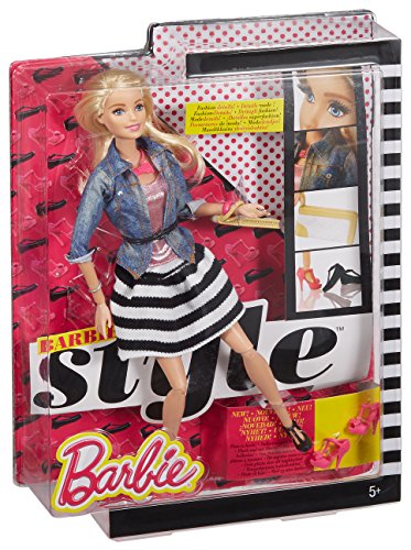 Barbie Style Doll, Jean Jacket and Black/White Shirt