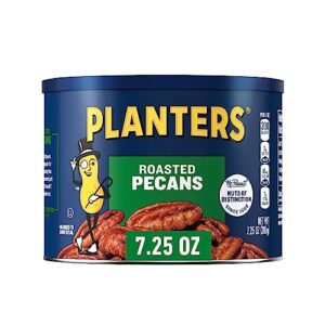 planters roasted pecan nuts, party snacks, plant-based protein, 7.25 oz canister