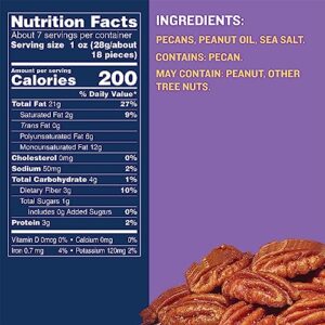 PLANTERS Roasted Pecan Nuts, Party Snacks, Plant-Based Protein, 7.25 Oz Canister