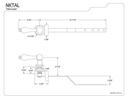 Kingston Brass NKTAL Water Onyx Toilet Tank Lever, Black Stainless Steel