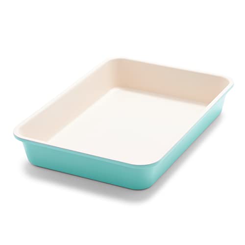 GreenLife Bakeware Healthy Ceramic Nonstick, 13" x 9" Rectangular Cake Baking Pan, PFAS-Free, Turquoise