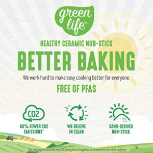 GreenLife Bakeware Healthy Ceramic Nonstick, 13" x 9" Rectangular Cake Baking Pan, PFAS-Free, Turquoise