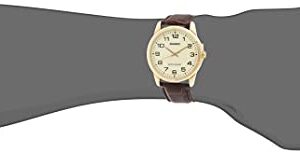 Casio Men's Stainless Steel Quart Watch with Leather Strap, Brown, 18 (Model: EAW-MTP-V001GL-9B)