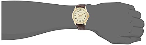 Casio Men's Stainless Steel Quart Watch with Leather Strap, Brown, 18 (Model: EAW-MTP-V001GL-9B)