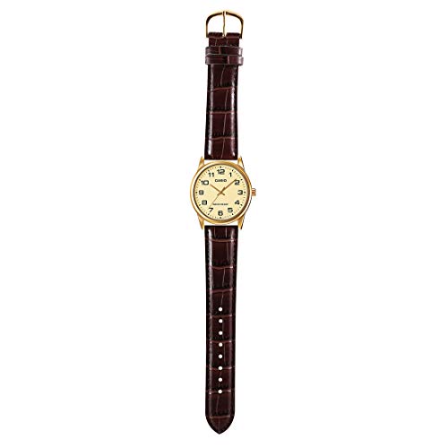 Casio Men's Stainless Steel Quart Watch with Leather Strap, Brown, 18 (Model: EAW-MTP-V001GL-9B)