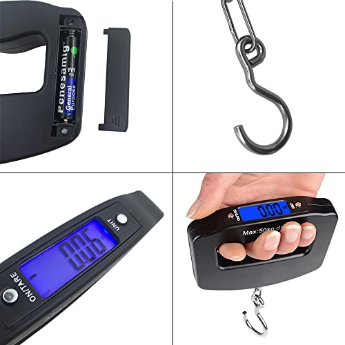 AFUNTA 50Kg 10g LCD Home Electronic Digital Portable Hanging Weight Hook Travel Luggage Scale