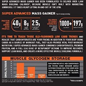 Body Fortress Super Advanced Mass Gainer Whey Protein Powder, Gluten Free, Chocolate, 4 Lb