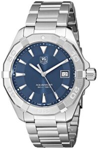 tag heuer men's '300 aquaracer' stainless steel bracelet watch with blue dial