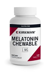 kirkman - melatonin 1 mg chewable tablets - 100 tablets - promotes sleep - refreshing menthol flavor - hypoallergenic