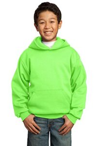 port & company - youth core fleece pullover hooded sweatshirt m neon green