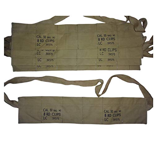 warreplica WWII Korean war US Army Bandolier for M1903 Springfield / M1 Carbine / M1 Garand Rifles .30-06 Springfield 7.62×63mm Marked (LOT of 5)