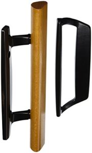 wright products - mortise patio door handle, wood/black 3-15/16 in