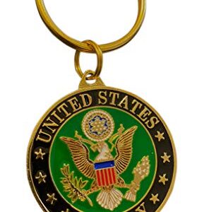 EEC, Inc. US Army Crest Keychain Patriotic Key Rings Military Gifts Collectibles Men Women, Green, 1 1/2"