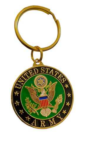 EEC, Inc. US Army Crest Keychain Patriotic Key Rings Military Gifts Collectibles Men Women, Green, 1 1/2"